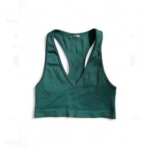 TNA Green Fitted Crop Tank Sports Bra
